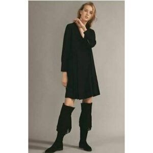 Massimo Dutti Womens Pleated Dress US 8 Black